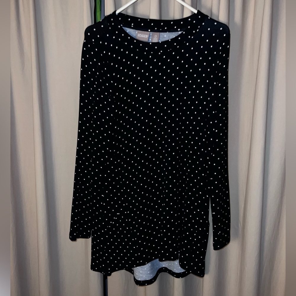Chicos size 0 black and white polka dot dress